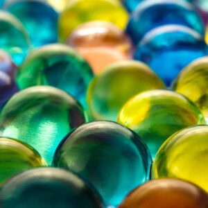 Water coloured gel balls. Silica gel. Close up macro