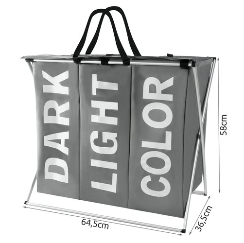 Kosz na pranie - 3 komorowy na stelażu składany - obrazek 5