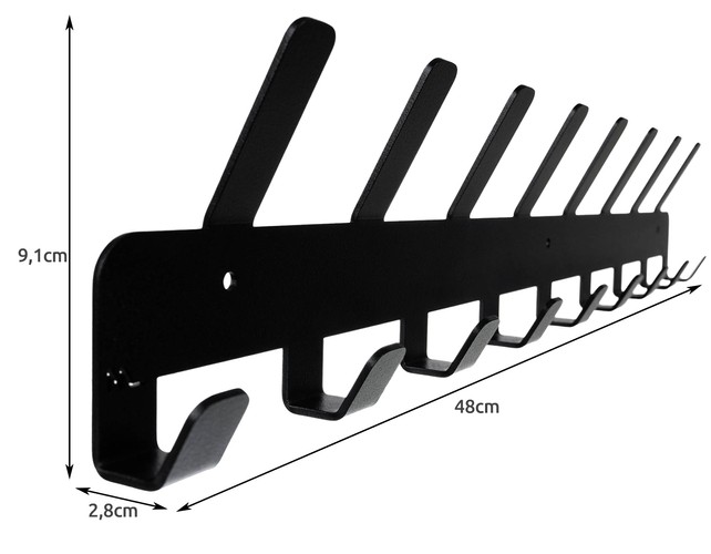 Wieszak ścienny (17 haków) - czarny - obrazek 6